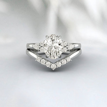 Oval Engagement Vintage Unique Cluster Engagement Ring Sets For Women