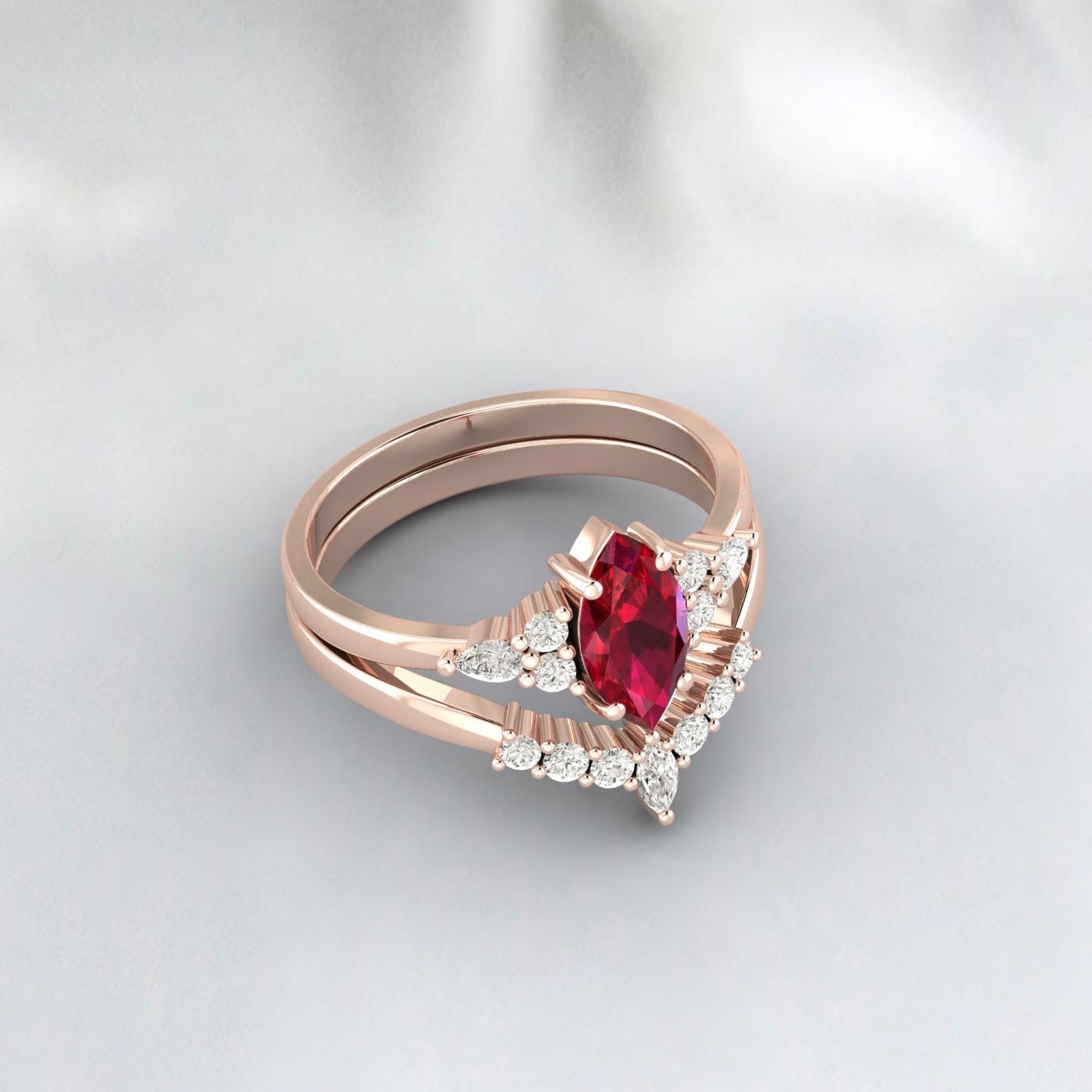 Ruby Engagement Ring Sterling Silver Ruby Vintage Wedding Bridal Promise Ring For Women July Birthstone Ring Ruby Ring Set Gift For Her