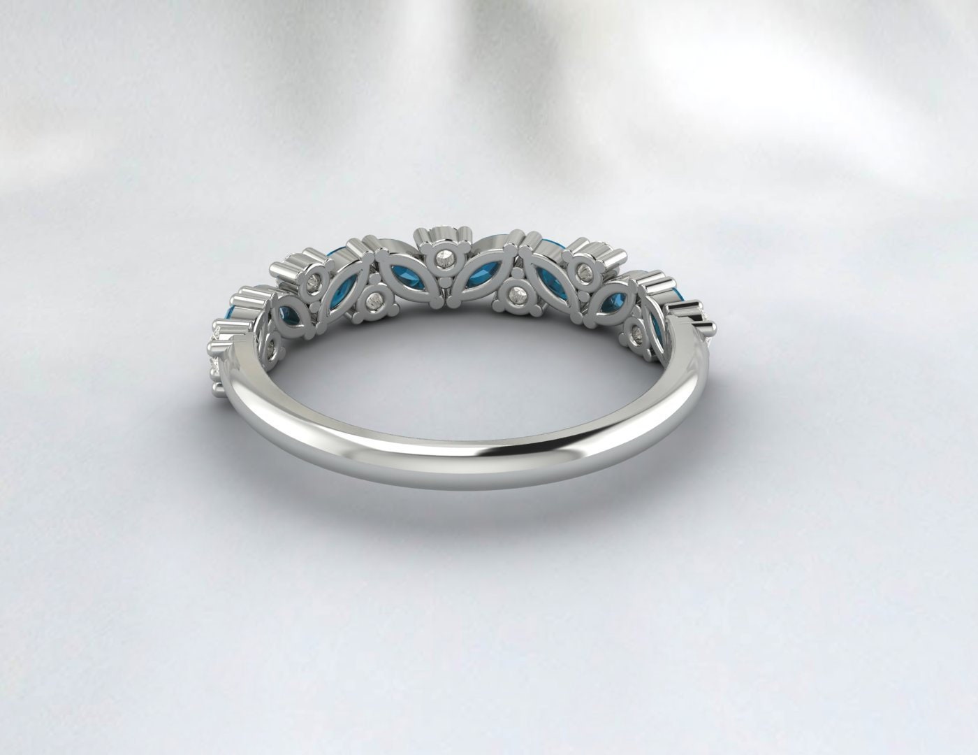 London Blue Topaz Wedding Half Eternity Band Anniversary Ring