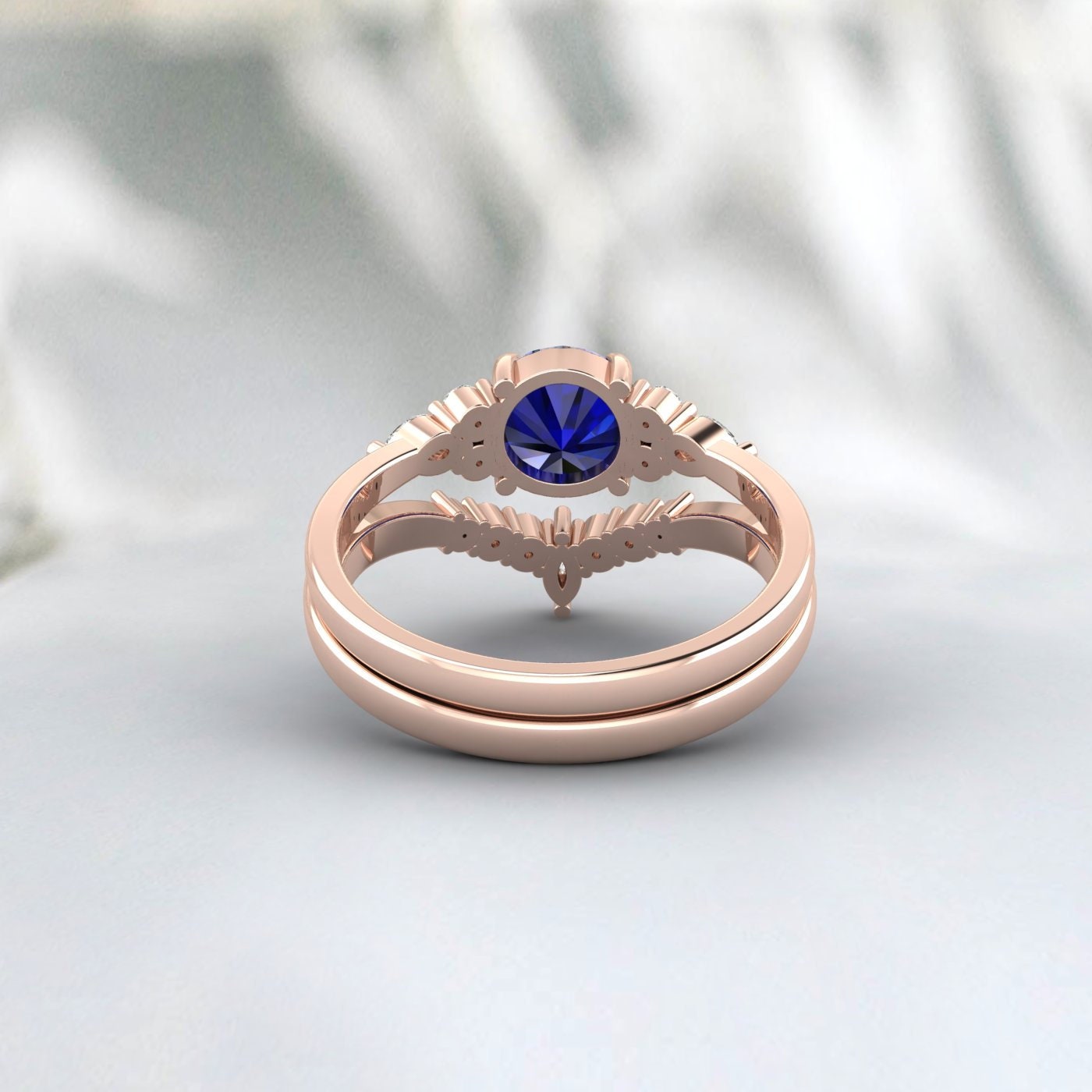 Bague de fiançailles en saphir bleu, bague de promesse de mariage en argent