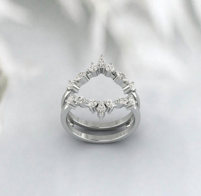 Bague de mariée en Moissanite, coupe Marquise, incurvée, rehausseur, cadeau de promesse