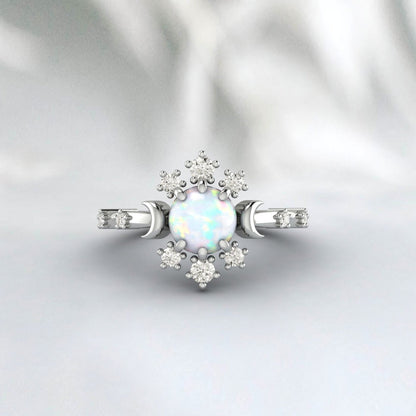 Fire Opal Engagement Ring Women Anniversary Ring Valentine Gift Ring