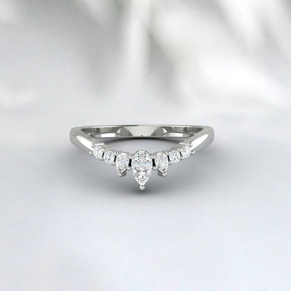 Pear Shaped Moissanite Curved Wedding Band Unique Vintage Bridal Gift