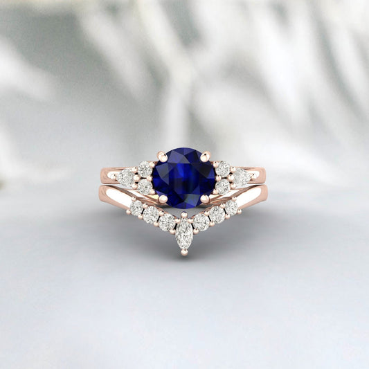 Bague de fiançailles en saphir bleu, bague de promesse de mariage en argent