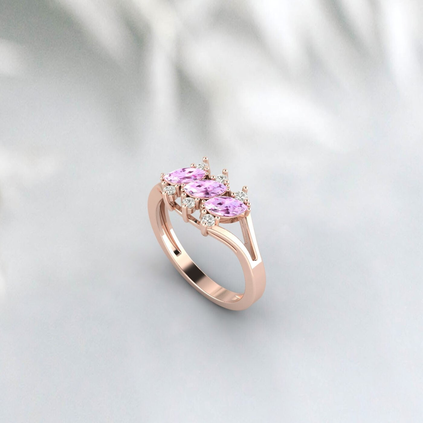 Cluster Marquise Pink Sapphire Wedding Ring Sapphire Engagement Ring