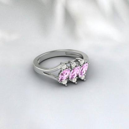 Cluster Marquise Pink Sapphire Wedding Ring Sapphire Engagement Ring