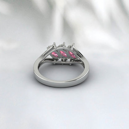 Marquise Pink Tourmaline Engagement Ring Pink Stone Anniversary Ring