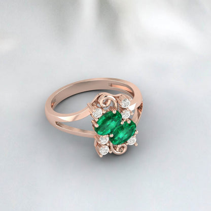 Oval Cut Emerald Engagement Ring May Birthstone Promise Wedding Ring