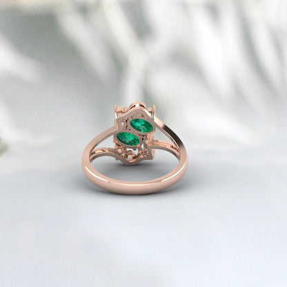 Oval Cut Emerald Engagement Ring May Birthstone Promise Wedding Ring