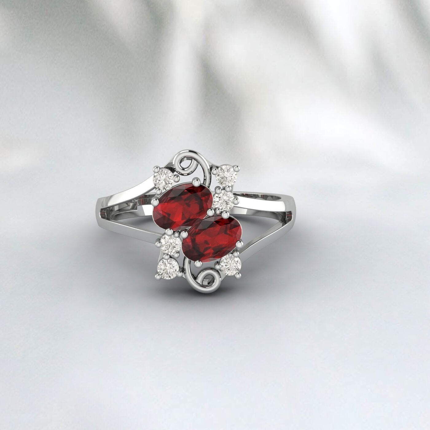 Natural Oval Garnet Engagement Ring January Birthstone Ring For Women\t