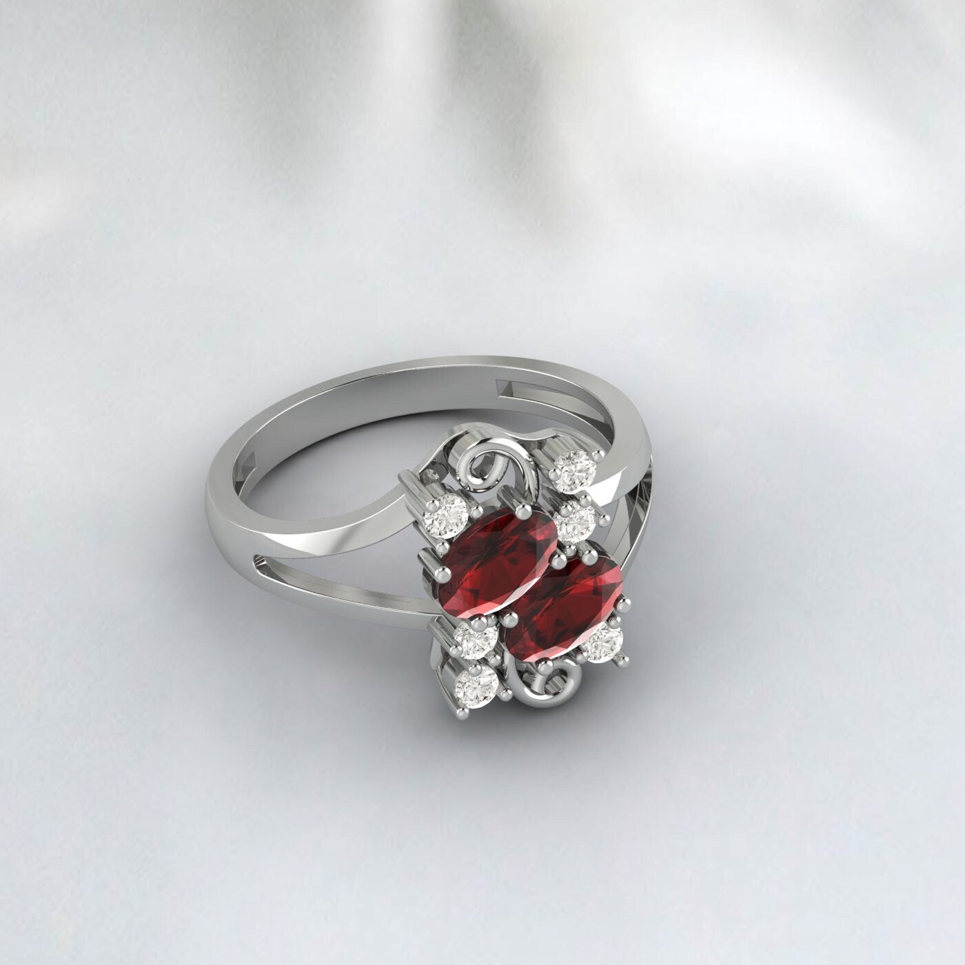 Natural Oval Garnet Engagement Ring January Birthstone Ring For Women\t