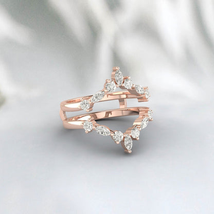 Bague de mariée en Moissanite, coupe Marquise, incurvée, rehausseur, cadeau de promesse