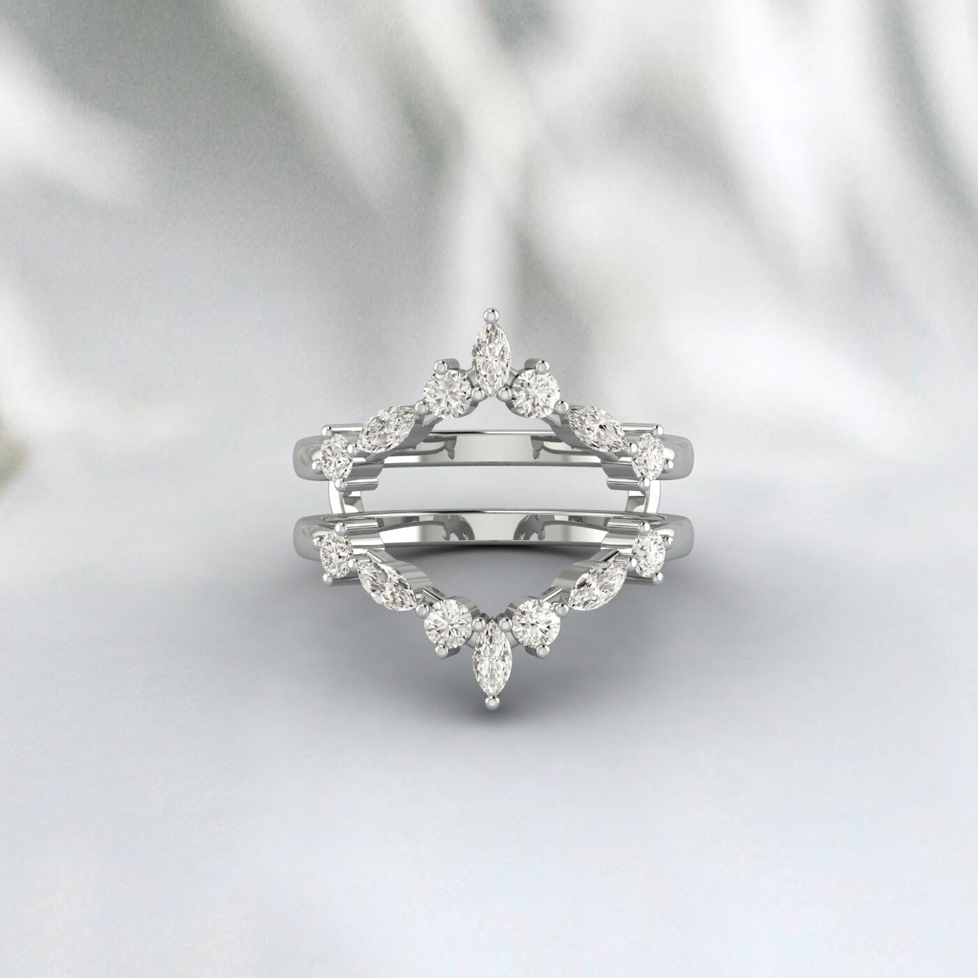 Bague de mariée en Moissanite, coupe Marquise, incurvée, rehausseur, cadeau de promesse