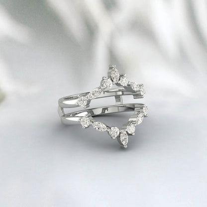 Bague de mariée en Moissanite, coupe Marquise, incurvée, rehausseur, cadeau de promesse