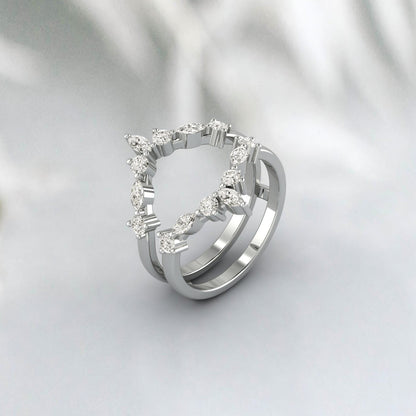 Bague de mariée en Moissanite, coupe Marquise, incurvée, rehausseur, cadeau de promesse