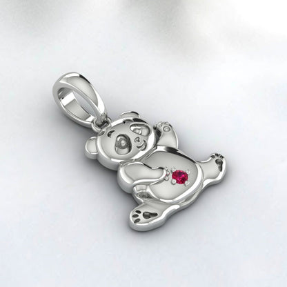 Pendentif Ruby 18k Or Ours Or Charme Pendentif Ours en peluche Ours en cristal Collier animal Collier ras du cou Boucle d’oreille Bijoux imperméables Gif pour elle