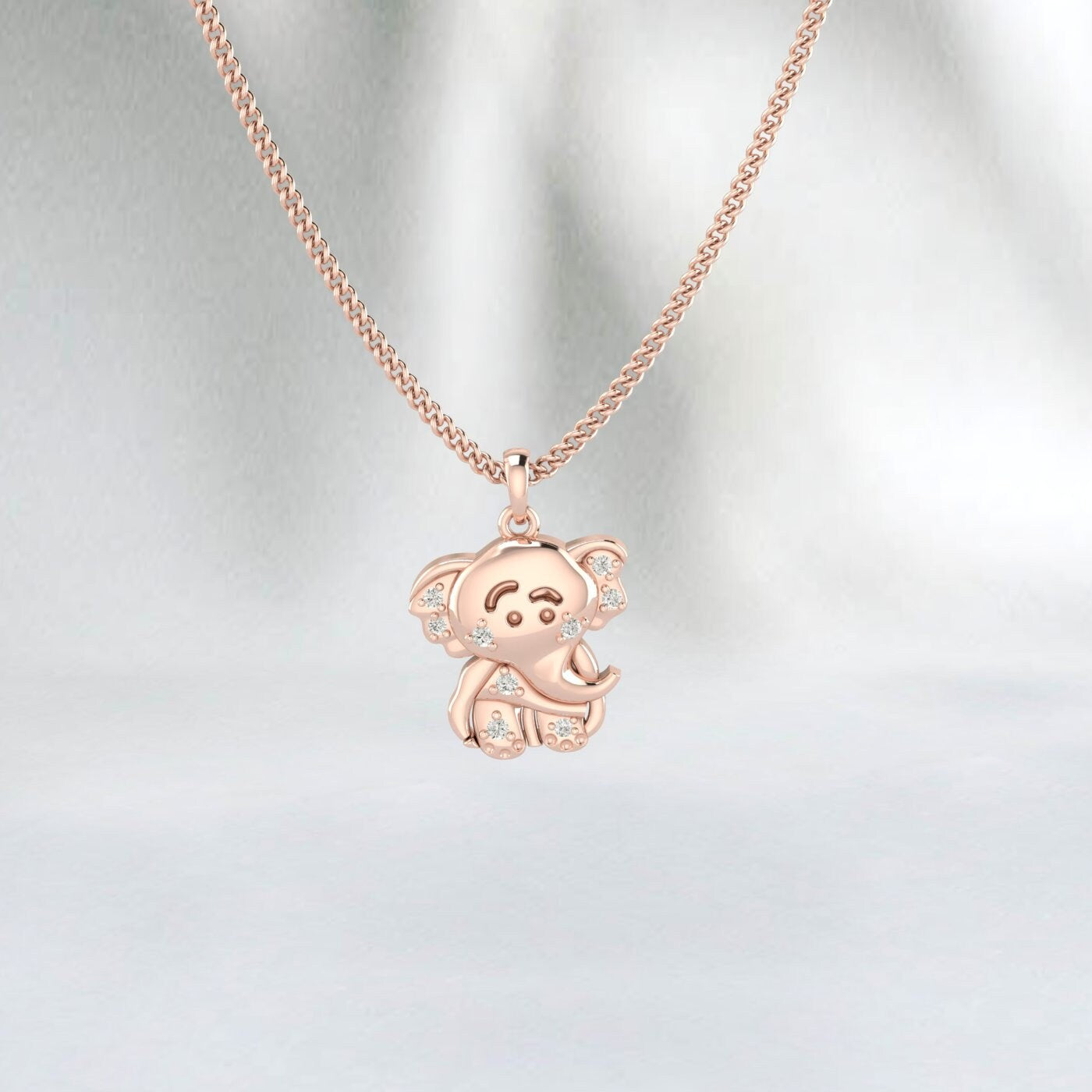 Ganesha Necklace, Gold Ganesha Pendant, 18th Birthday Gift, Baby Ganesha Necklace, Elephant Pendant, Kids Necklace, Simulated Diamond Gift