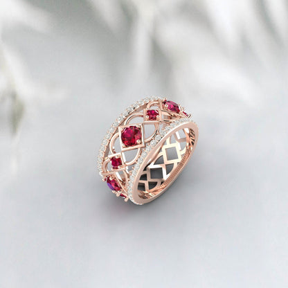 Bague rubis Vintage, bague de promesse authentique, pierre de naissance de juillet, bague de promesse