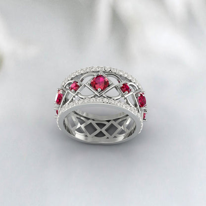 Bague rubis Vintage, bague de promesse authentique, pierre de naissance de juillet, bague de promesse