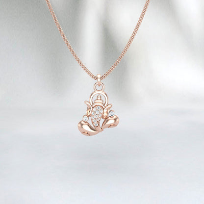 Diamond Ganesh Pendant - Religious Charm Necklace - Indian Religion Necklace - Fashion Necklace Jewelry - Gold Ganesh Necklace - Gift Ideas