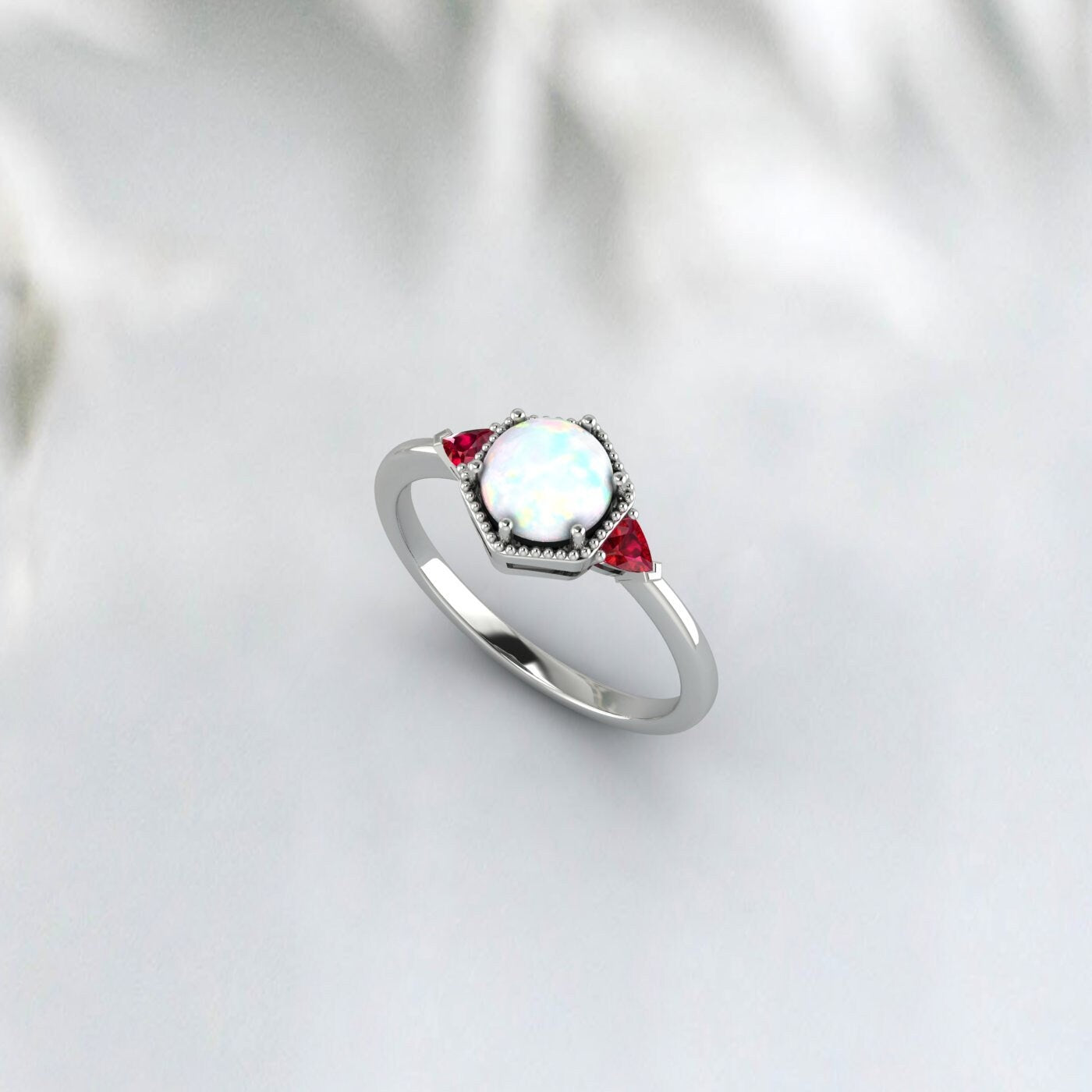 Bagues opale arc-en-ciel, bague de fiançailles en rubis, cadeau pour femmes