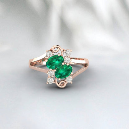 Oval Cut Emerald Engagement Ring May Birthstone Promise Wedding Ring