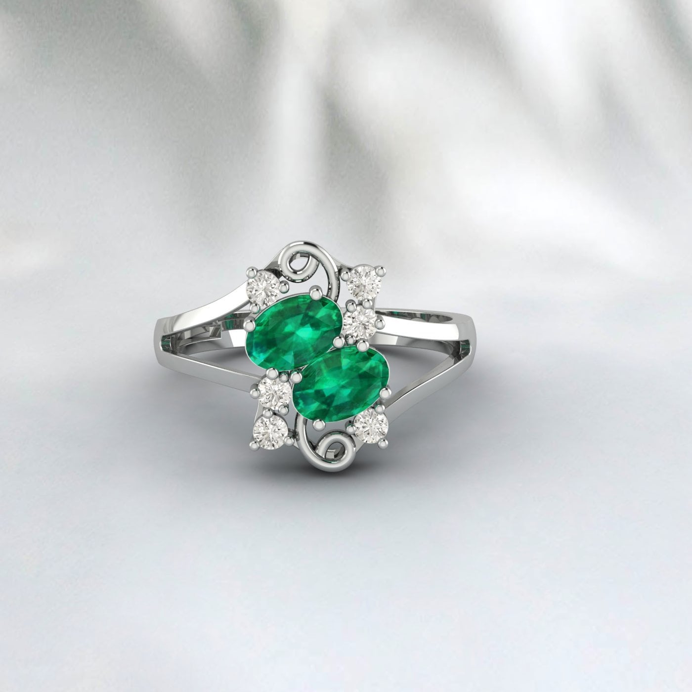 Oval Cut Emerald Engagement Ring May Birthstone Promise Wedding Ring