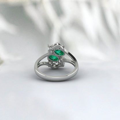 Oval Cut Emerald Engagement Ring May Birthstone Promise Wedding Ring