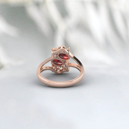 Natural Oval Garnet Engagement Ring January Birthstone Ring For Women\t