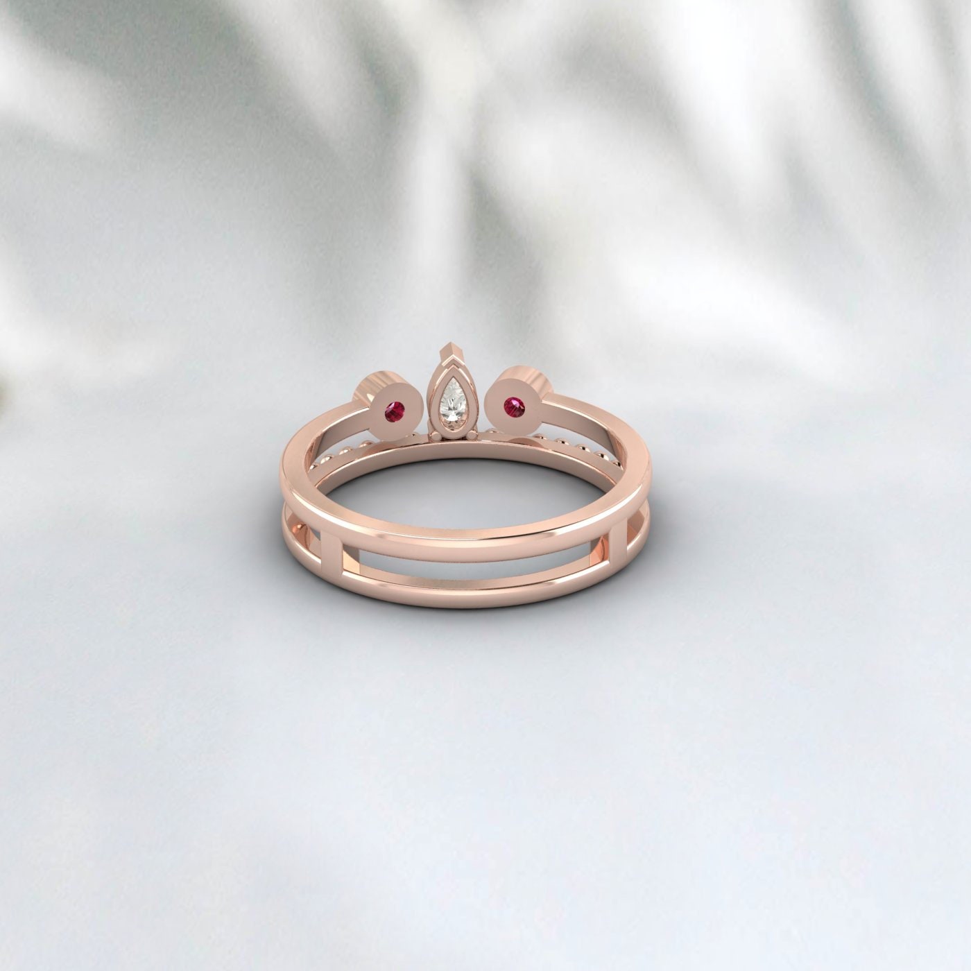 Ruby Engagement Ring Rose Gold Ruby Ring Antique Diamond Wedding Band