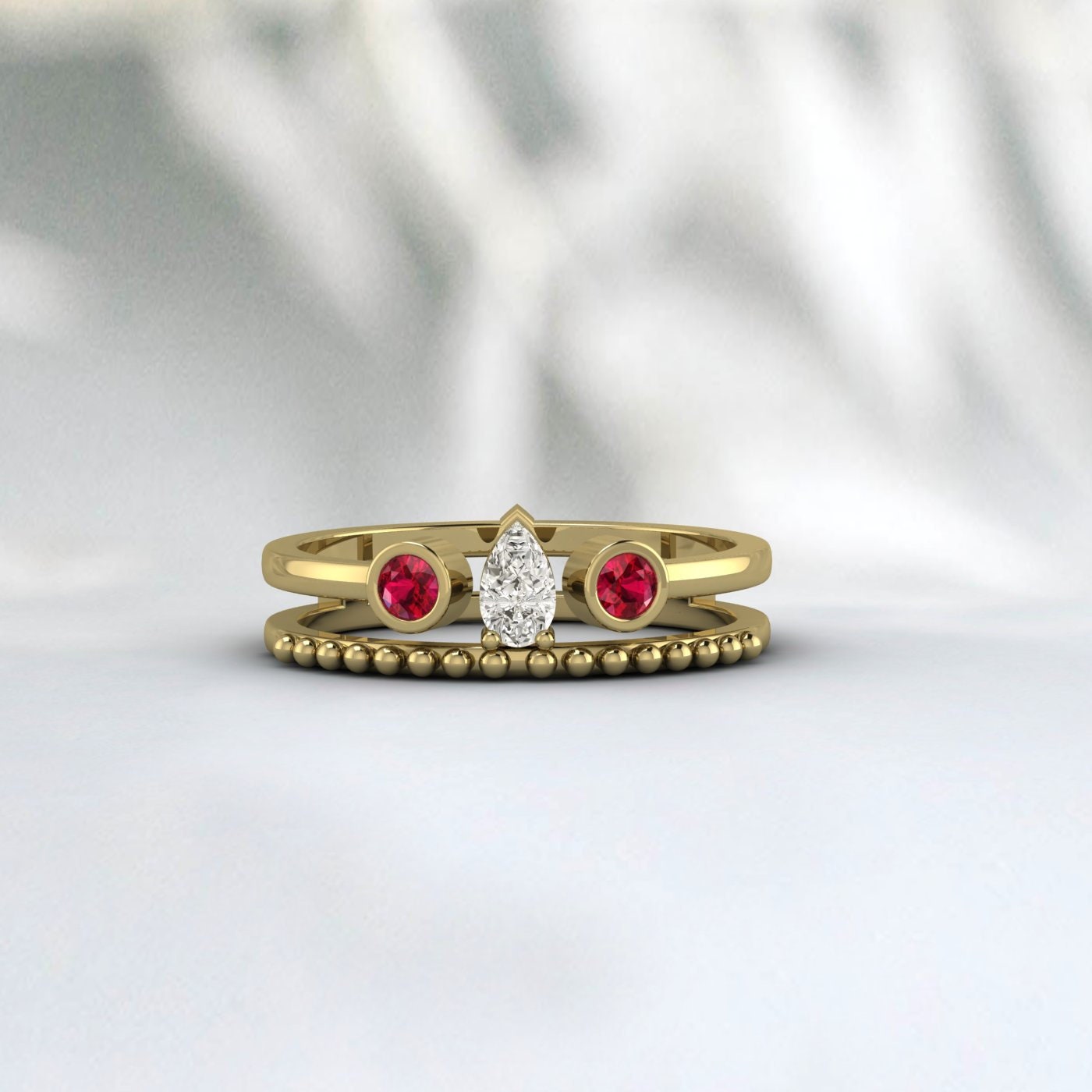 Ruby Engagement Ring Rose Gold Ruby Ring Antique Diamond Wedding Band