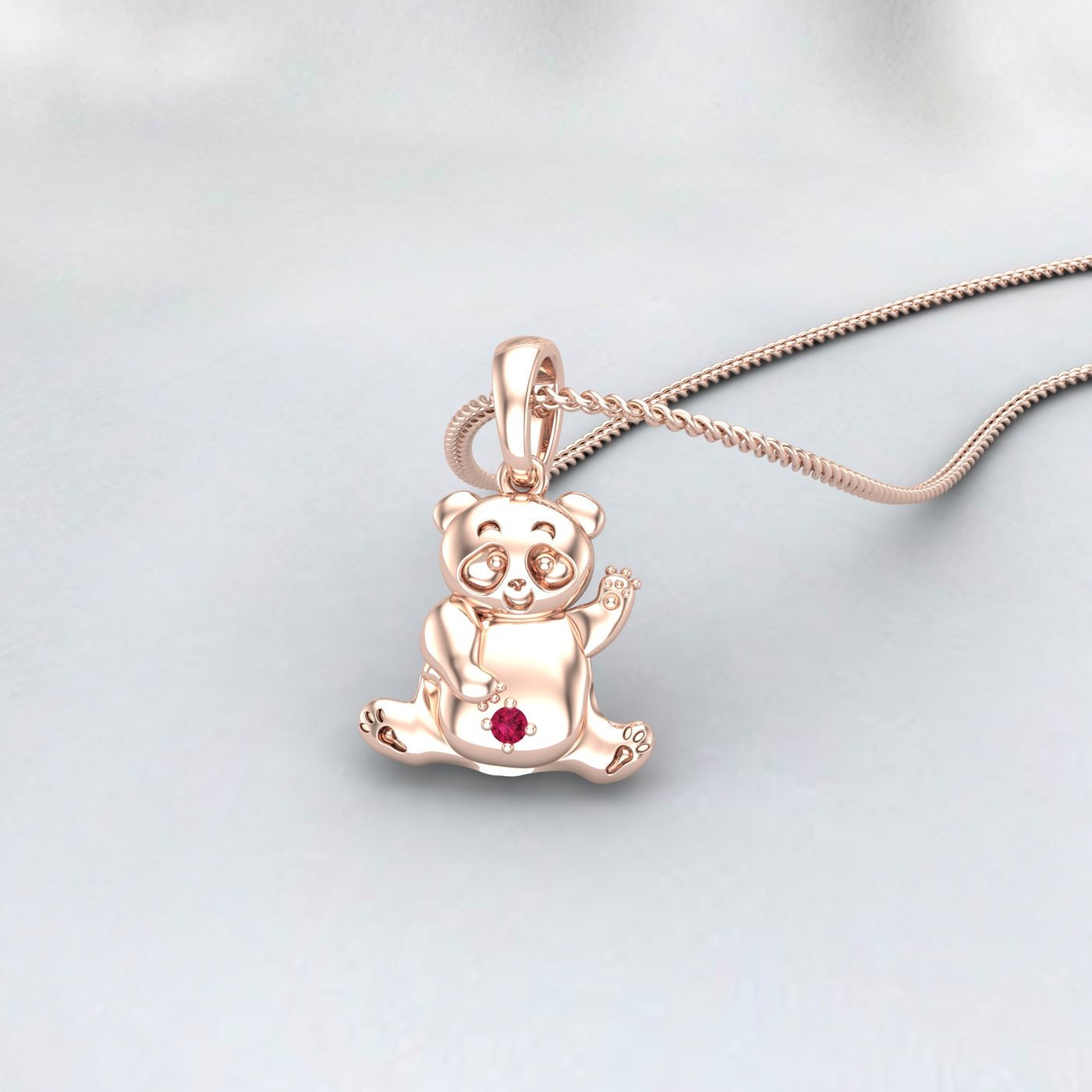 Pendentif Ruby 18k Or Ours Or Charme Pendentif Ours en peluche Ours en cristal Collier animal Collier ras du cou Boucle d’oreille Bijoux imperméables Gif pour elle