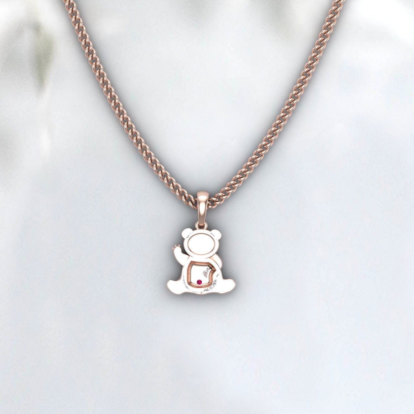 Pendentif Ruby 18k Or Ours Or Charme Pendentif Ours en peluche Ours en cristal Collier animal Collier ras du cou Boucle d’oreille Bijoux imperméables Gif pour elle