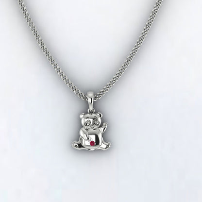 Pendentif Ruby 18k Or Ours Or Charme Pendentif Ours en peluche Ours en cristal Collier animal Collier ras du cou Boucle d’oreille Bijoux imperméables Gif pour elle