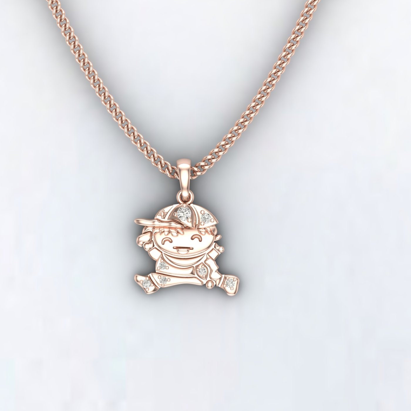 Pendentif bébé garçon en or rose, collier à breloques pour enfants, bijoux Disney World