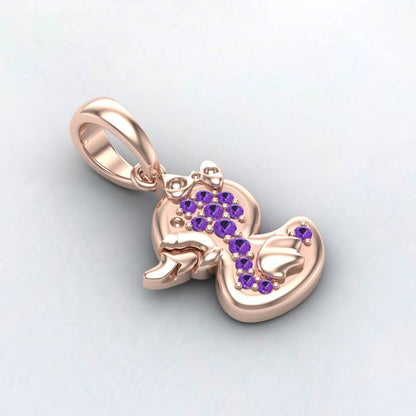 Mother of Pearl Duck Pendant Necklace With Amethyst, Sea life, Rose gold plated sterling silver jewelry, Gift for Her, Rubber Duck, Jewelry