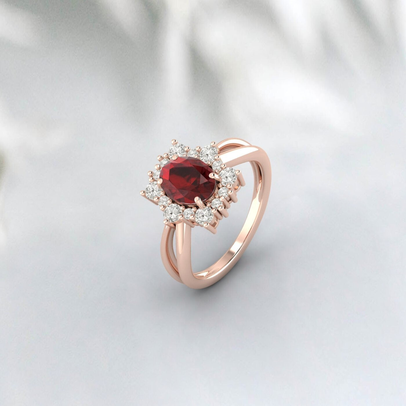 Vintage Garnet Oval Cut January Birthstone Promise Ring Wedding Band