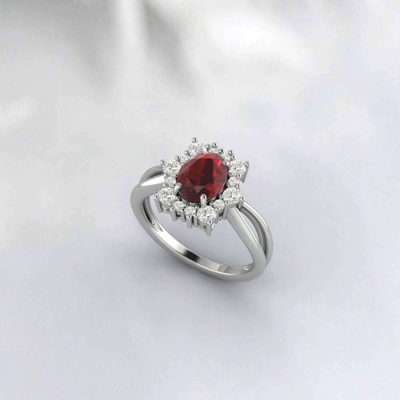 Vintage Garnet Oval Cut January Birthstone Promise Ring Wedding Band