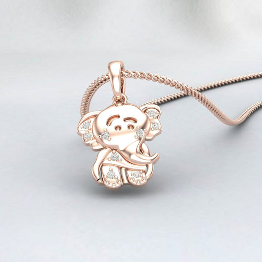 Ganesha Necklace, Gold Ganesha Pendant, 18th Birthday Gift, Baby Ganesha Necklace, Elephant Pendant, Kids Necklace, Simulated Diamond Gift