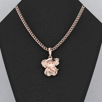 Ganesha Necklace, Gold Ganesha Pendant, 18th Birthday Gift, Baby Ganesha Necklace, Elephant Pendant, Kids Necklace, Simulated Diamond Gift