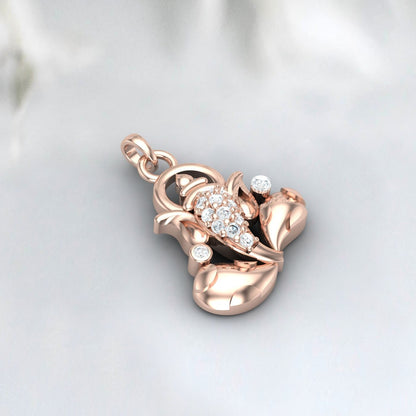 Diamond Ganesh Pendant - Religious Charm Necklace - Indian Religion Necklace - Fashion Necklace Jewelry - Gold Ganesh Necklace - Gift Ideas