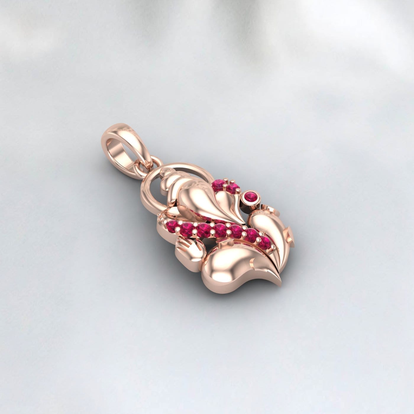 Ruby Lord Ganesha Pendentif Collier Indien Religieux Pendentif 925 Sterling Argent Gajanan Ekdant Bébé Cadeau Hindou, Aum, Diwali, Protection