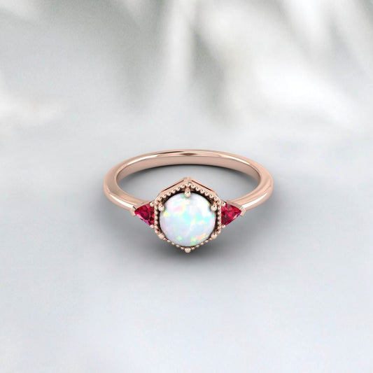 Regenbogen Opal Ringe Billion Rubin Ring Verlobungsring Geschenk für Frauen