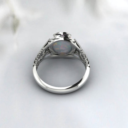 Fire Opal Men Ring 925 Sterling Silver Opal Men Ring Wedding Men Gift