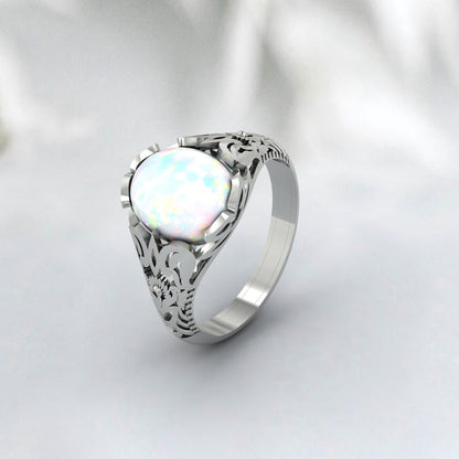 Fire Opal Men Ring 925 Sterling Silver Opal Men Ring Wedding Men Gift