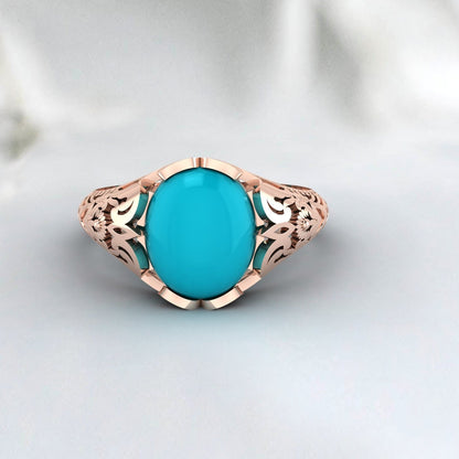 Bague en argent turquoise brodée-Bague faite à la main pour hommes-Bague unisexe