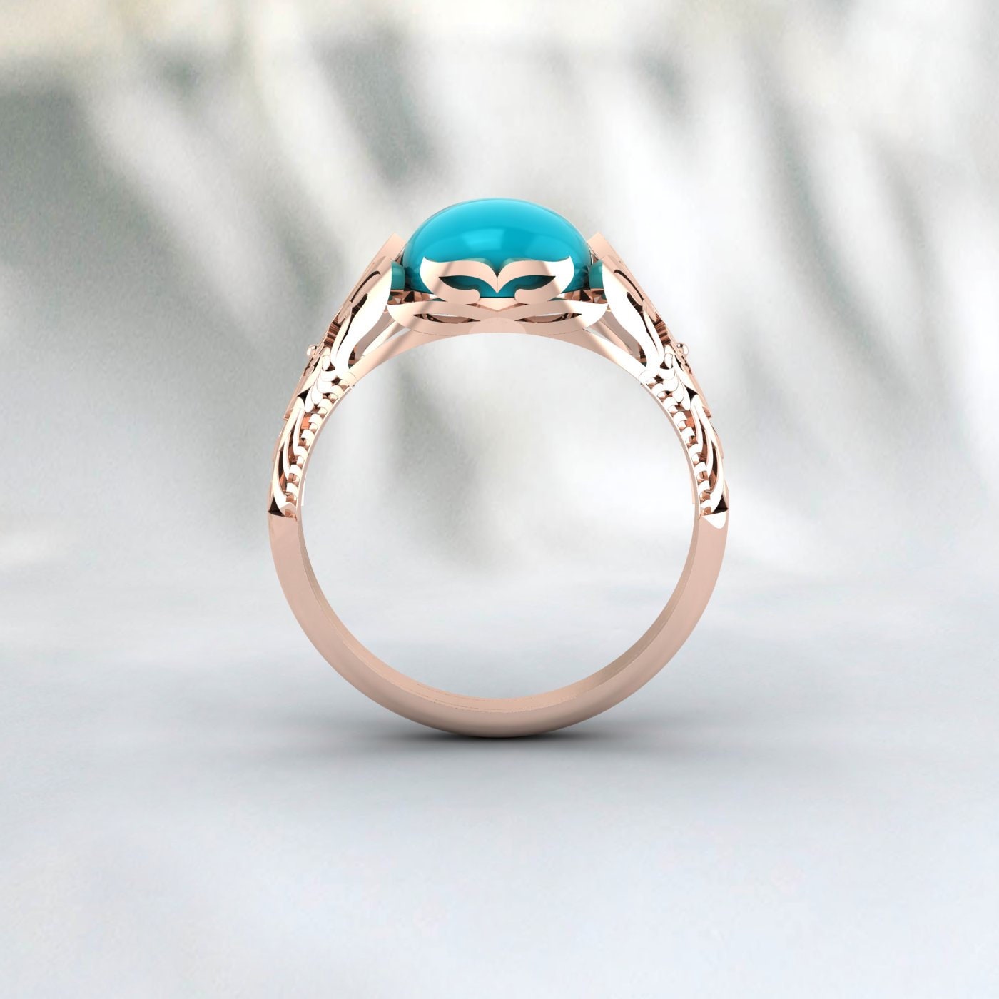 Bague en argent turquoise brodée-Bague faite à la main pour hommes-Bague unisexe