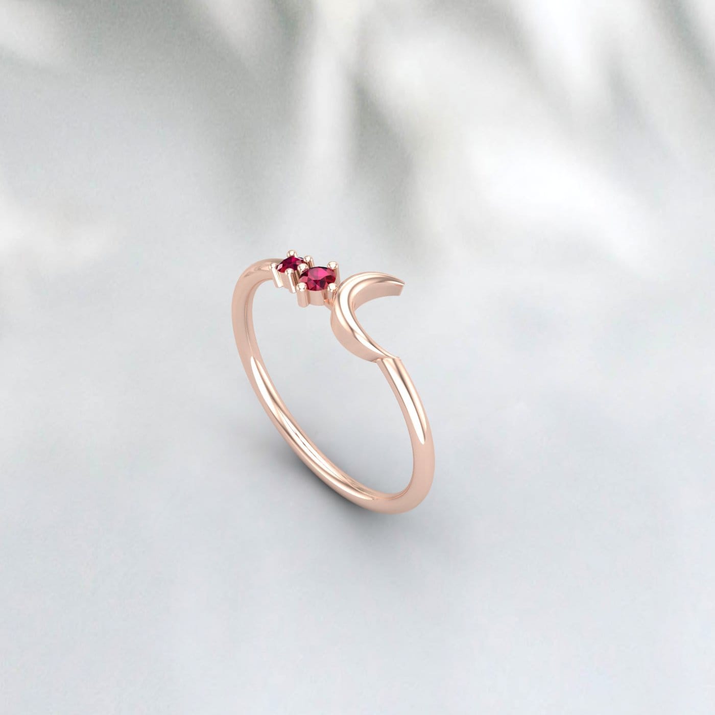 Moon conçoit une bague de promesse en argent avec pierre de naissance de juillet en rubis rouge