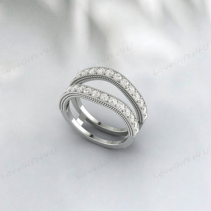 Bague de mariage rehausseur de Moissanite, bague assortie, bague d'anniversaire