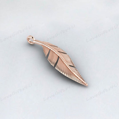 Fine Silver Wing Pendant Mens Wing Necklace Gold Feather Pendant Vintage Leaf Necklace Men Gold Wing Chain Valentines Gift Boyfriend Gift